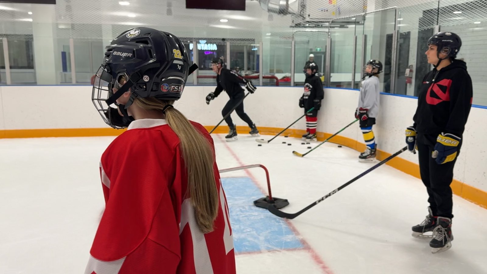 Young skaters training at Hockeyology